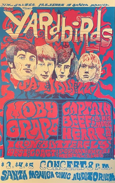 THE YARDBIRDS / MOBY GRAPE in Santa Barbara, CA (1966) - ORIGINAL POSTER