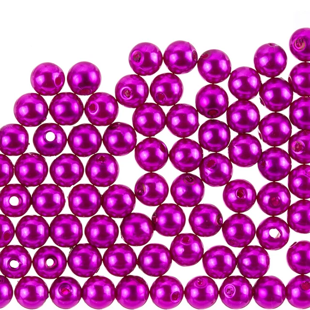 8mm Acrylic Round Faux Pearl Beads (Magenta Purple) Pack of 100 (F64/1)