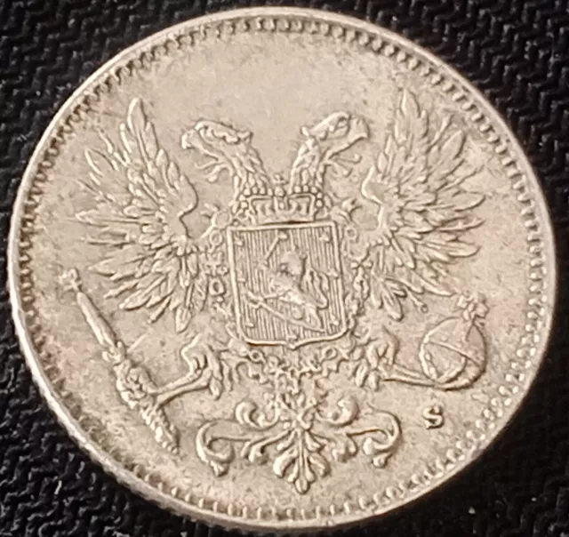 **RUSSIAN EMPIRE** 1917 Finland 50 Pennia AU km#2.2 - Silver Coin