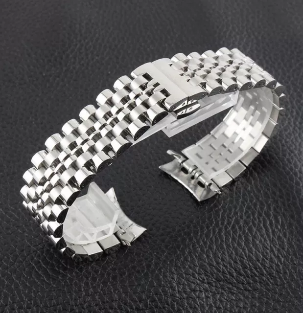 Curved Stainless Steel Bracelet Butterfly Clasp Replacement Watch Band Strap