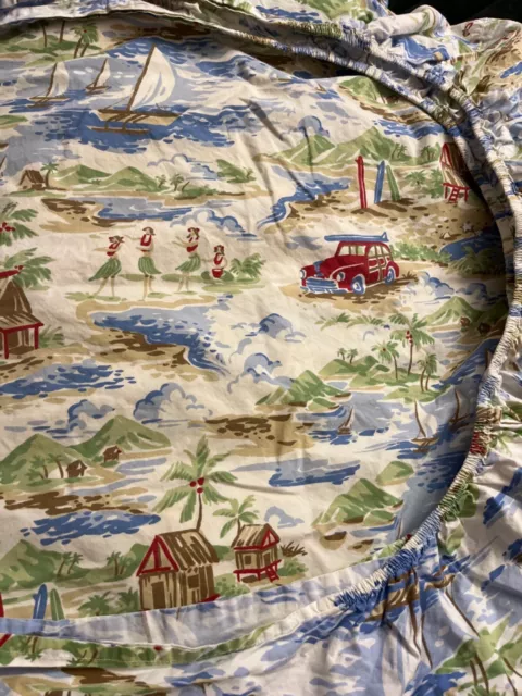 Pottery Barn Kids SURF CLUB Camping sail Tiki Hula Ocean Crib Toddler Fitted Pottery Barn Kids SURF CLUB Camping sail Tiki Hula Ocean Crib Toddler Fitted