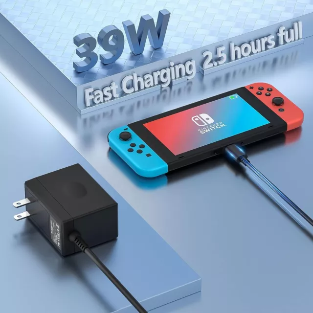 For Nintendo Switch AC Power Supply Adapter Home Wall Travel Charger Cable 2.4A 3