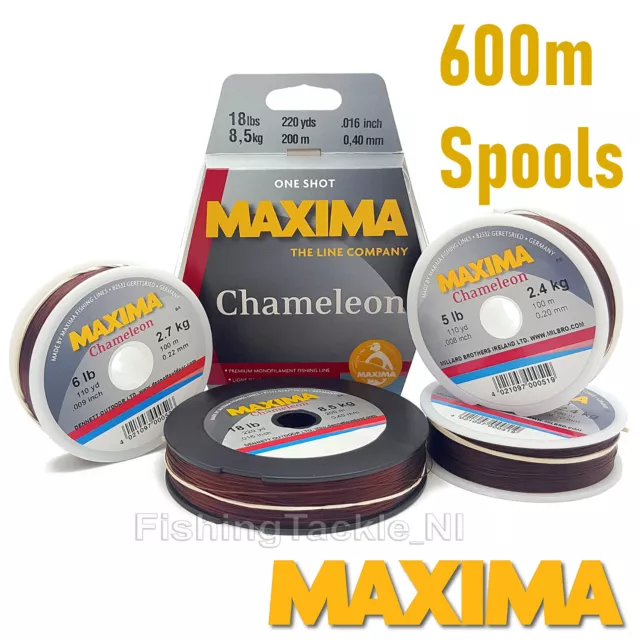 Maxima Chameleon Fishing Line 600M Spools - Hi-Tensile Monofilament  2lb - 50lb