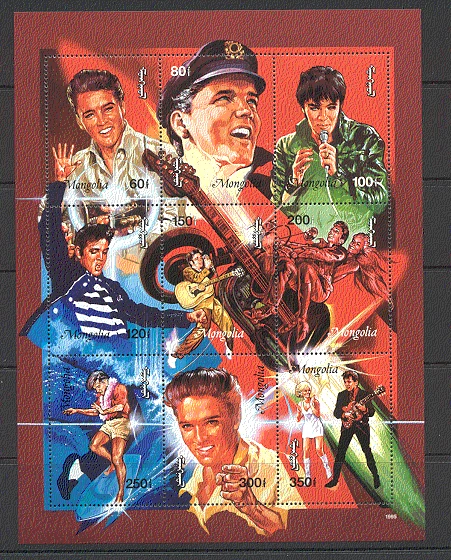 Mongolia 1995 ELVIS/Music/Guitar/Personalities 9v sht ref:s3125