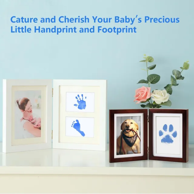 XL Size  Baby Handprint and Footprint Kit,2 Baby Handprint Ink Pads with Clean-T