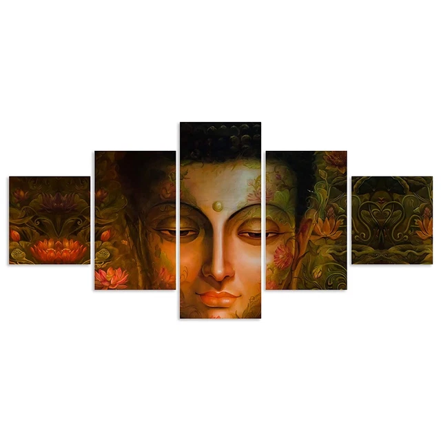 SET OF 5 Lord Gautam Buddha 3D Wall Painting For Office Hall Home Wall