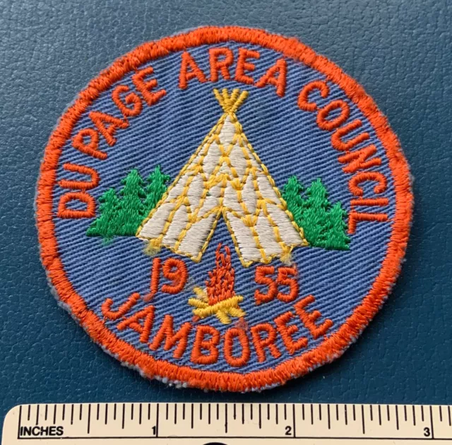 Vintage 1955 DU PAGE AREA COUNCIL Boy Scout Jamboree PATCH BSA Camp Badge