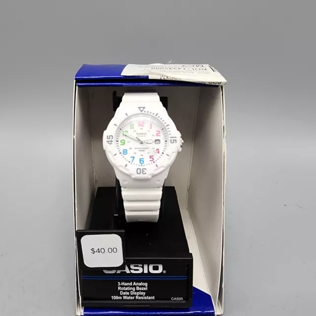 Casio Watch Women White Tone White Dial Date 33mm Round 100M WR LRW200H
