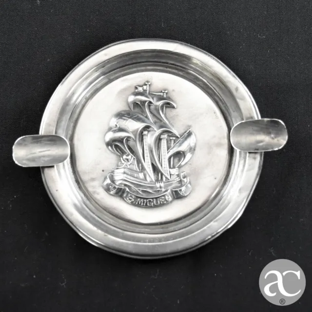 Ashtray in Portuguese sterling Silver with Nau S. Miguel in the center