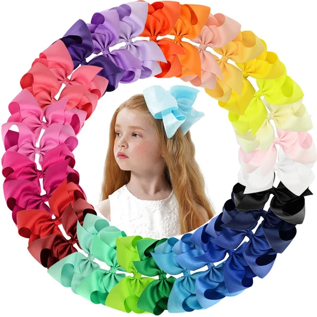 30PCS Big 6 Inch Hair Bows for Girls Grosgrain Ribbon Toddler 30Colors/30Pcs