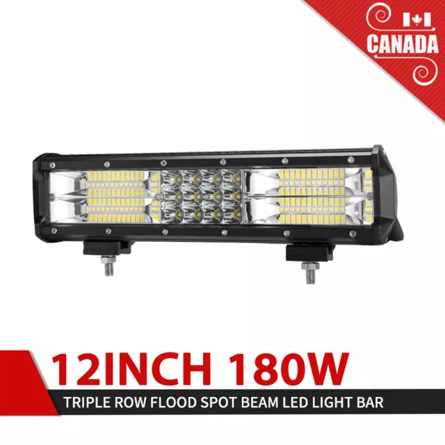 12 INCH 180W LED Light Bar Triple Row Combo Beam Work Driving Lamp 4WD Offroad