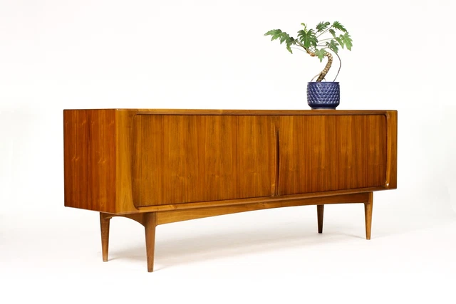 Danish Modern / Mid Century Walnut Tambour Door Credenza — Bernhard Pedersen
