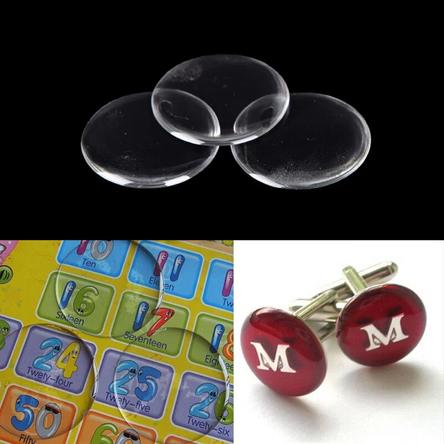 100Pcs 1" Round 3D Dome Sticker Crystal Clear Epoxy Adhesive Bottle Caps> ^^