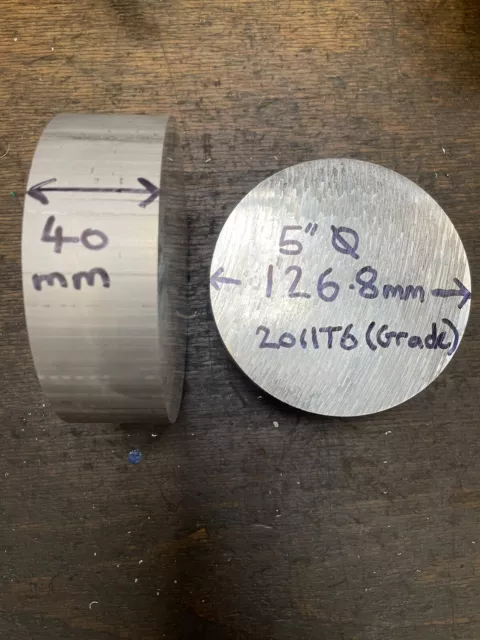 BILLET / ALUMINIUM ROUND BAR 126.8mm Dia X 40mm Grade 2011T6