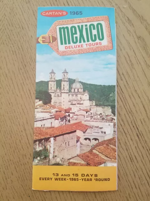 VTG 1965 Cartan's Deluxe Tours Mexico Package Travel Pricing Itinerary Brochure