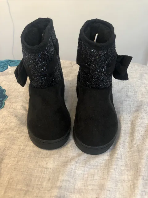 Bebe Girls Sparkling Black Boots With Bow Size 10 Brand New Without Tags