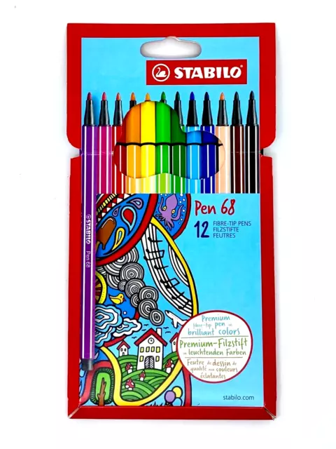 Premium-Filzstift STABILO Pen 68 Mini 12er Pack mit 12 verschiedenen Farben