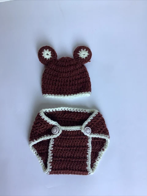 Newborn Infant Baby Knit Bear Handmade Costume Photo Props Crochet