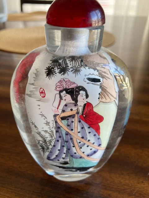 Chinese Old Beijing Glaze Inside Painting Painted Exquisite Pattern Snuff Bottle