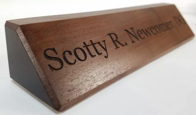 Walnut Desk Nameplate - Personalized Office Name Plate - Executive - Engraved
