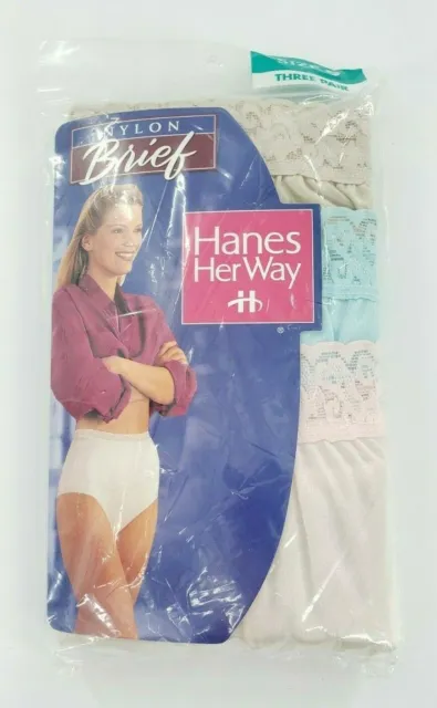 VINTAGE 1997 HANES Her Way Silky Nylon Briefs Panties sz 9 NOS