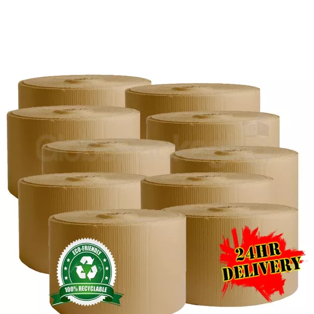 10 x 300mm x 75M CORRUGATED CARDBOARD PAPER ROLLS (750M)