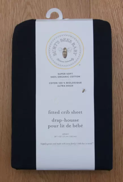 Burt's Bees Baby Fitted Crib Sheet ~ Midnight Blue ~ 100% Organic Cotton