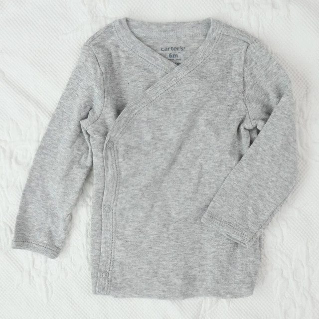 Baby Carters Side Snap T Shirt Top Size 6 Month Infant Gray Long Sleeve 6M New