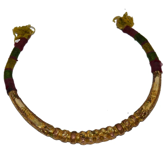 Antico Tharu Collana Rame E Placcato Oro Girocollo Da Southern Nepal, TN2