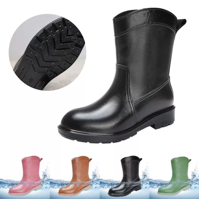 Womens Rain Boots Hardwearing Anti Slip On Waterproof Non Slip Plastic Cement