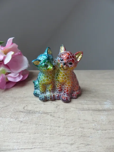 Figurine Miniature Couple de Chats Amoureux en Résine