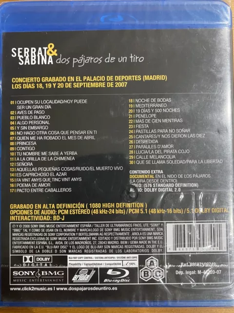 Serrat & Sabina - Dos Pajaros A Tiro (Blu-Ray-Disc) Nuevo Precintado 2