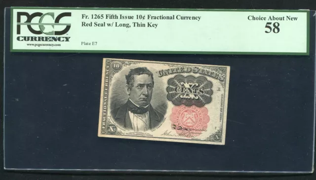 Fr. 1265 10 TEN CENTS FIFTH ISSUE FRACTIONAL CURRENCY NOTE PCGS ABOUT UNC-58