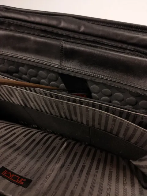 TUMI 96041D4 Alpha Black Leather Briefcase Expandable Organizer 16" 4