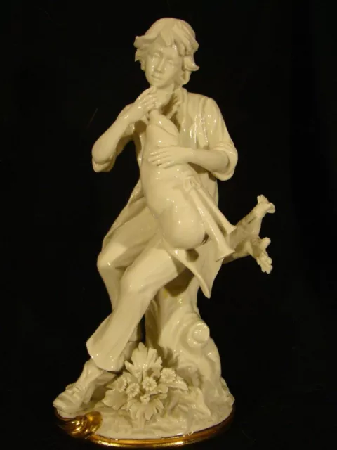 Nuova Capodimonte Fine Porcelain Figurine of Bagpiper Figure Italy Blanc de Chin