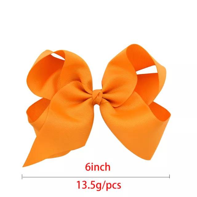 30 Pcs 6" Baby Girls Huge Grosgrain Ribbon Boutique Hair Bows Kids Hair Clip 2