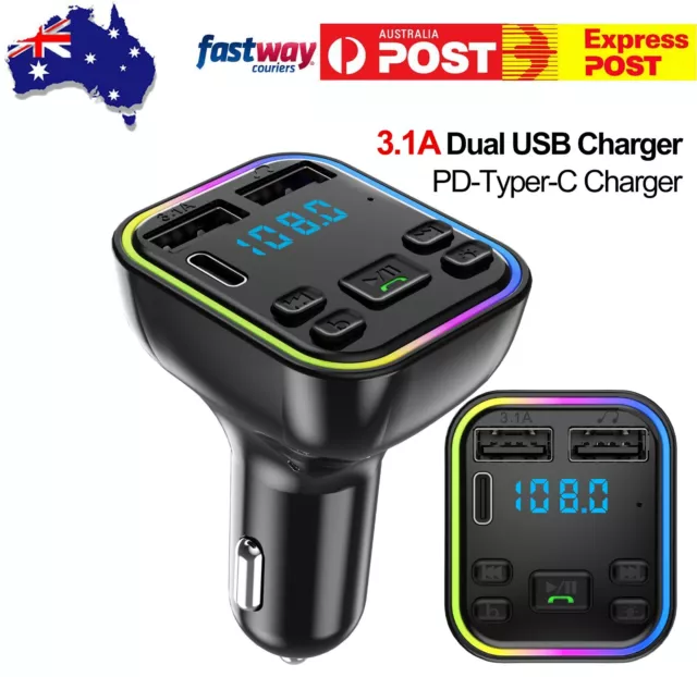 Car USB Charger FM Transmitter Dual MP3 Player Kit Wireless Bluetooth 5.0 Radio