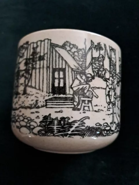 Crown Lynn Pottery Handleless Mug Kauri Milling Scene Circa 1962 /66