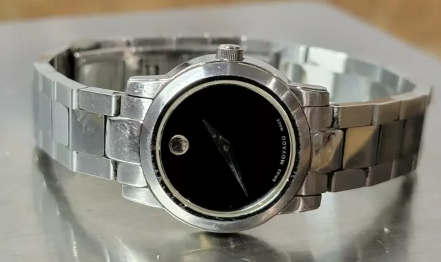 Movado 84 E4 1846 Black Museum Dial Stainless Steel Ladies Watch