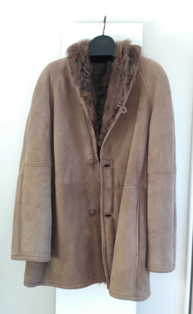 Veste En Laine Montone Ruffo Made In Italy – Bleu Nuit / Marron, Taille 52, Double Boutonnage, Occasion Très Bon état