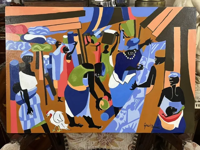JACOB LAWRENCE - Amazing Oil Canvas Painting - Signed - A1 - Stamped