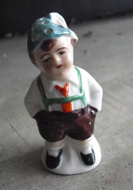 Vintage Germany Porcelain Boy Salt or Pepper Shaker 2 1/2" Tall