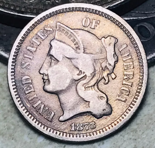 1873 Three Cent Nickel Piece 3C Closed 3 Ungraded Choice US Type Coin CC18193