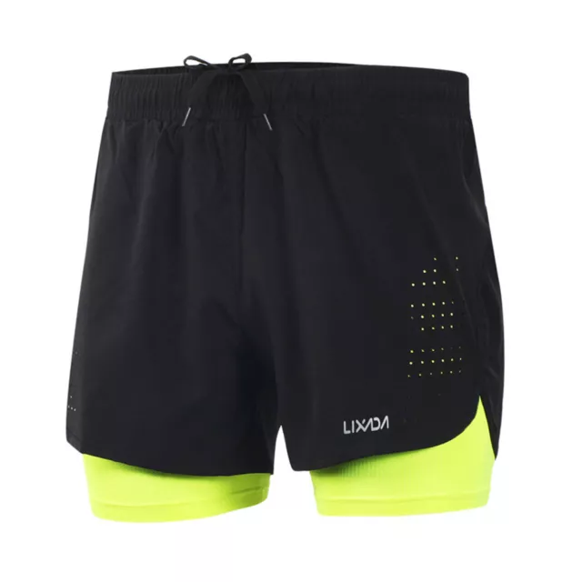 Men's 2-in-1 Running Shorts Quick Drying Breathable Active Training L6B9