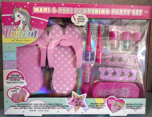 Juego de fiesta de mimos Mani & Pedi niños 8+ unicornio por Beauty Spot Spa