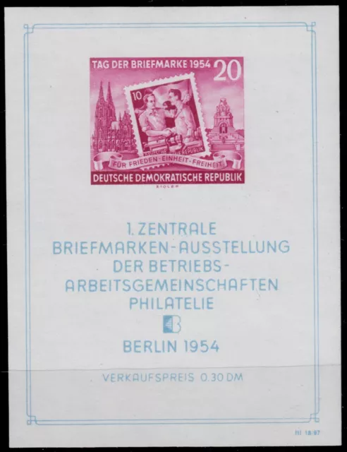 DDR (R.d.a.) Bloc 10 1. Central Exposition Philatélique, Blockausgabe Neuf
