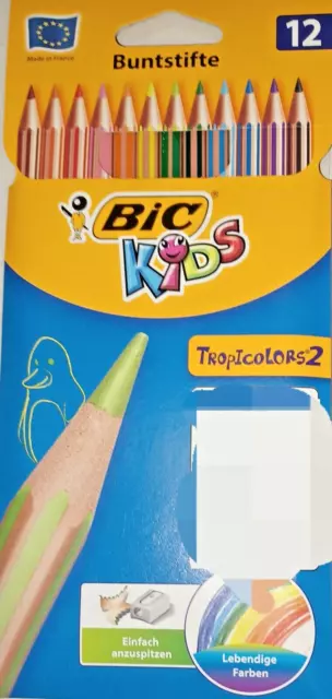 Bic Kids 12er Buntstifte Farbstifte Tropicolors  Stifte  holzfrei -für jeden Tag