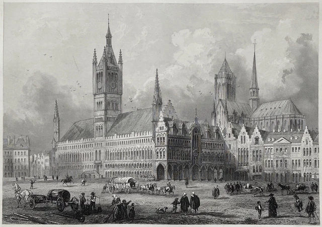 Belgique Ypres Gravure de 1857