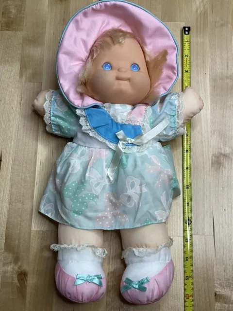 Vintage Fisher Price Puffalump Kids Plush Stuffed Doll Blue Ribbon Dress Bonnet 11