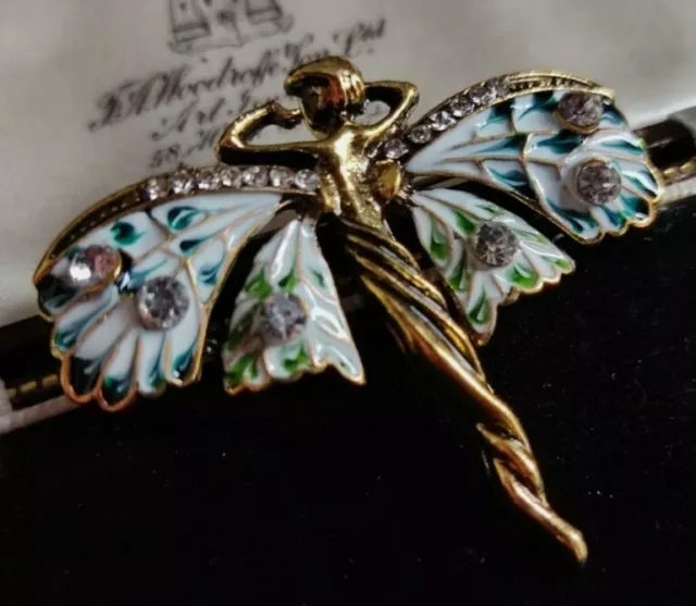 Vintage Art Nouveau Style Fairy Nymph Brooch Shawl Pin Pendant Jewellery